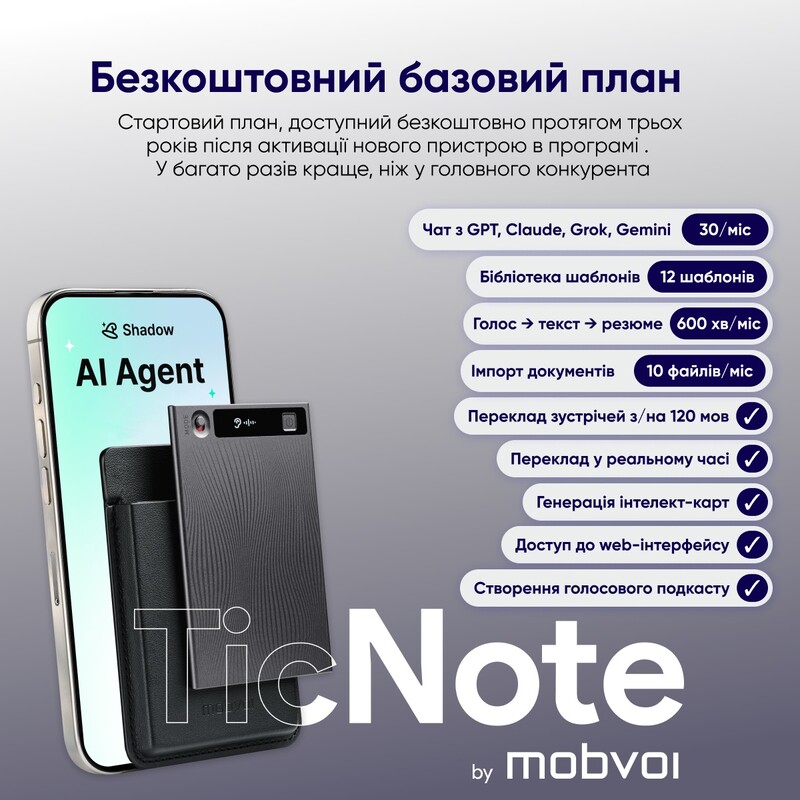 Диктофон Mobvoi TicNote з АІ NE-79