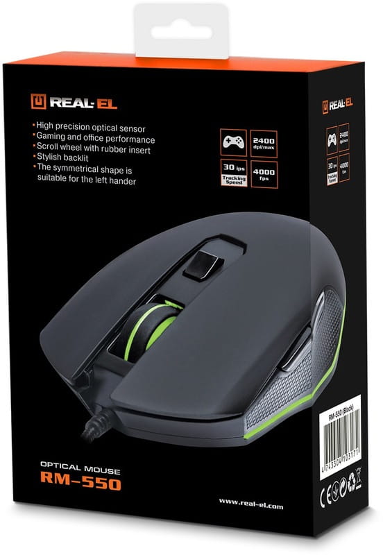 Мышь REAL-EL RM-550 Black (EL123200027)