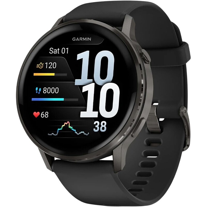 Смарт-годинник Garmin Venu 4 45mm Slate Bezel with Black Silicone Band (010-03014-00)