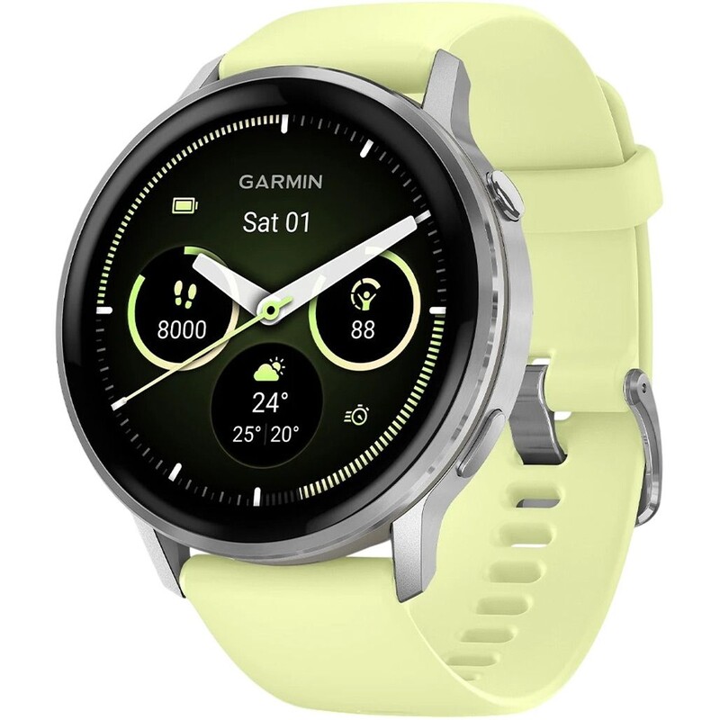 Смарт-часы Garmin Venu 4 45mm Silver Bezel with Citron Silicone Band (010-03014-02)