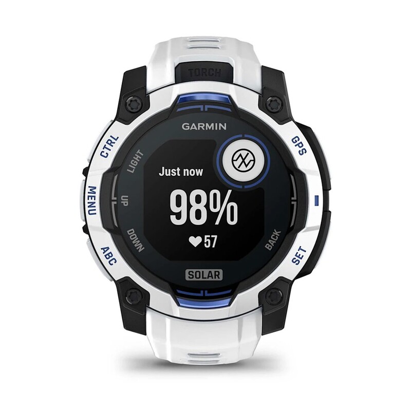 Смарт-годинник Garmin Instinct 3 45mm Solar Whitestone with Whitestone/Bolt Blue Silicone Band (010-02934-03)