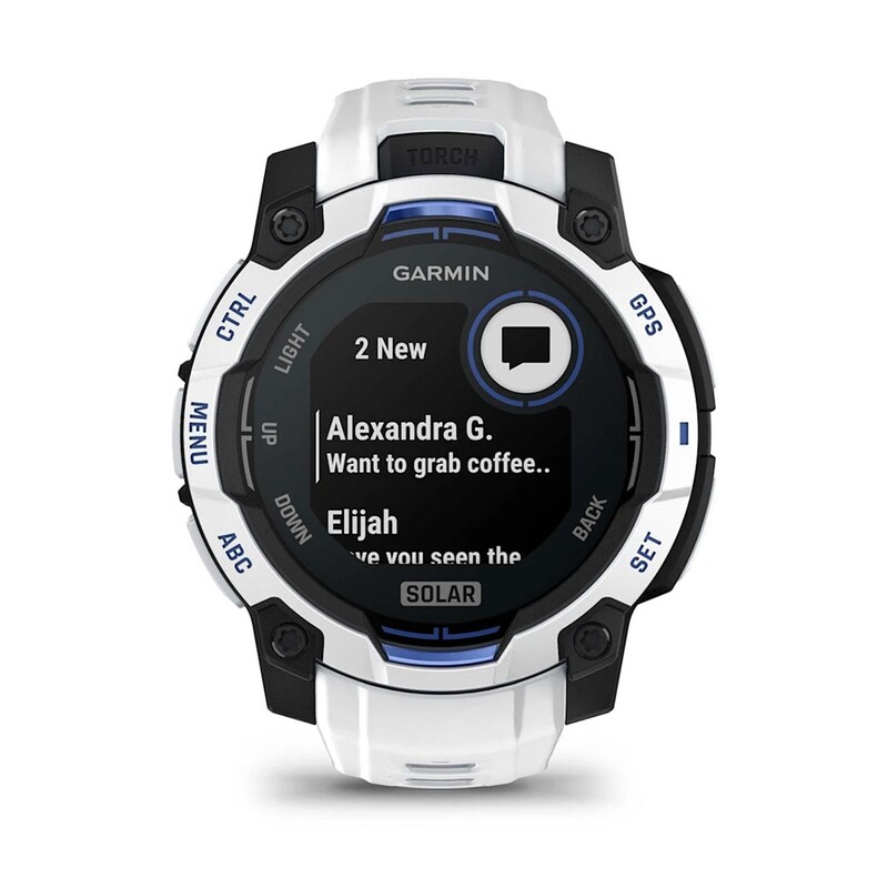Смарт-годинник Garmin Instinct 3 45mm Solar Whitestone with Whitestone/Bolt Blue Silicone Band (010-02934-03)