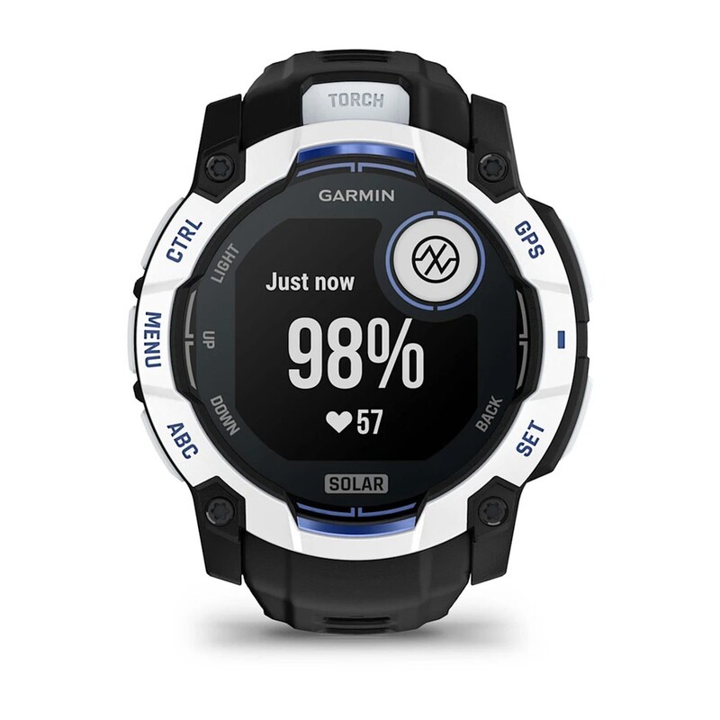 Смарт-часы Garmin Instinct 3 50mm Solar Whitestone with Black/Bolt Blue Silicone Band (010-02935-03)