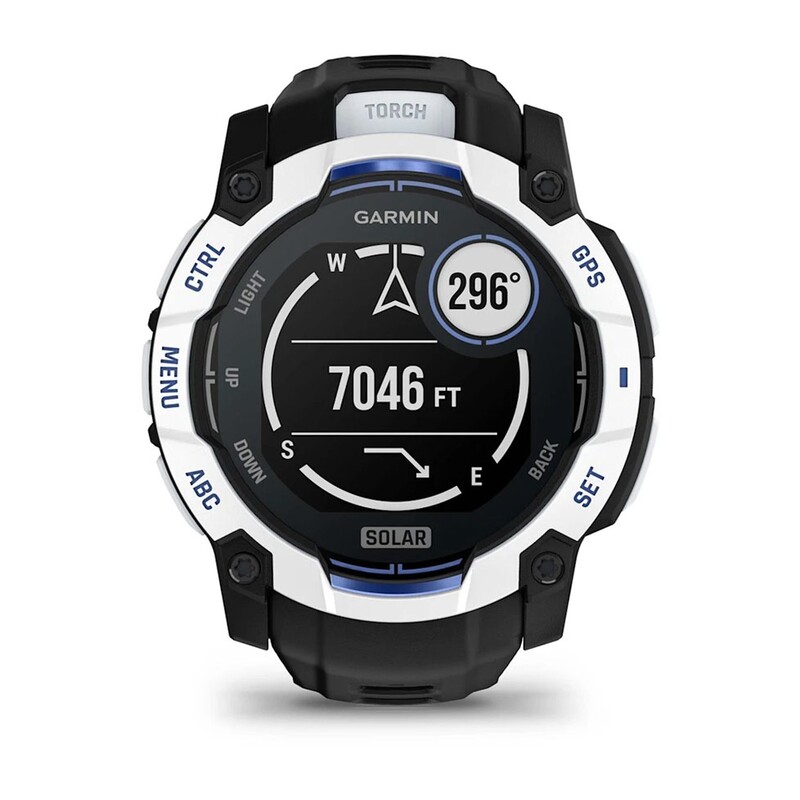 Смарт-часы Garmin Instinct 3 50mm Solar Whitestone with Black/Bolt Blue Silicone Band (010-02935-03)