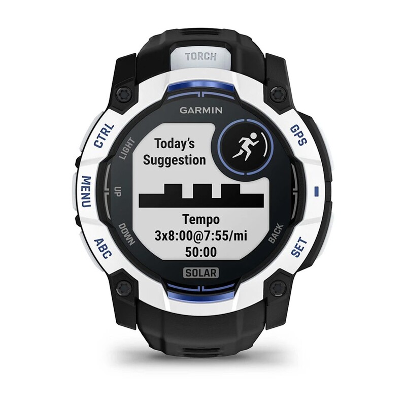 Смарт-часы Garmin Instinct 3 50mm Solar Whitestone with Black/Bolt Blue Silicone Band (010-02935-03)