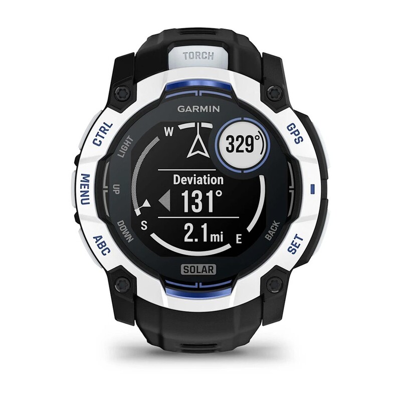 Смарт-часы Garmin Instinct 3 50mm Solar Whitestone with Black/Bolt Blue Silicone Band (010-02935-03)