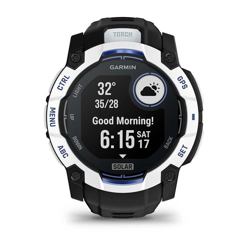 Смарт-часы Garmin Instinct 3 50mm Solar Whitestone with Black/Bolt Blue Silicone Band (010-02935-03)