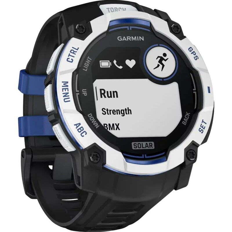 Смарт-часы Garmin Instinct 3 50mm Solar Whitestone with Black/Bolt Blue Silicone Band (010-02935-03)