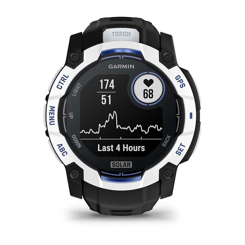 Смарт-часы Garmin Instinct 3 50mm Solar Whitestone with Black/Bolt Blue Silicone Band (010-02935-03)