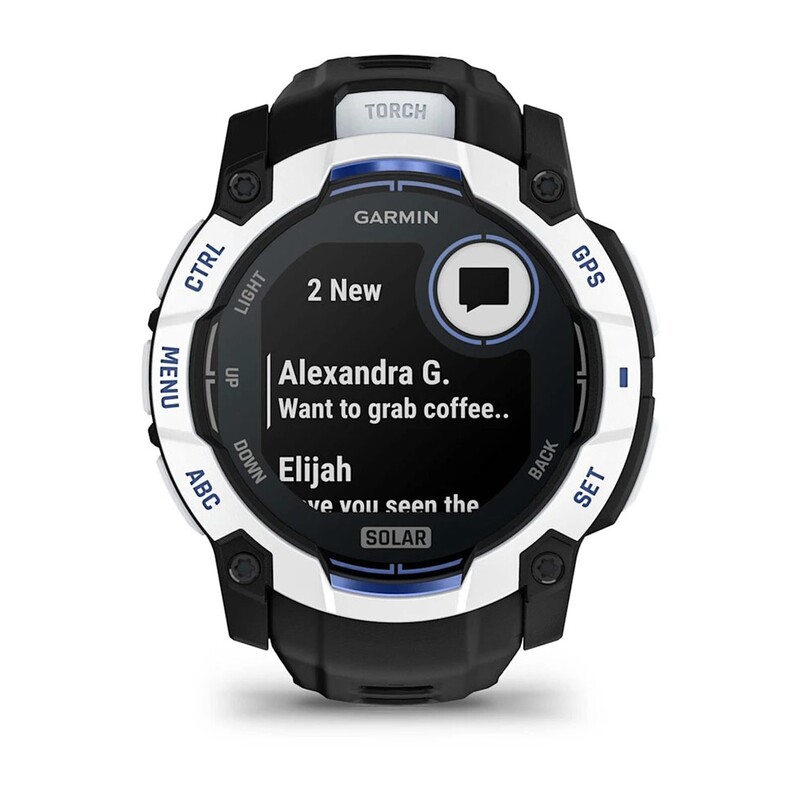 Смарт-часы Garmin Instinct 3 50mm Solar Whitestone with Black/Bolt Blue Silicone Band (010-02935-03)