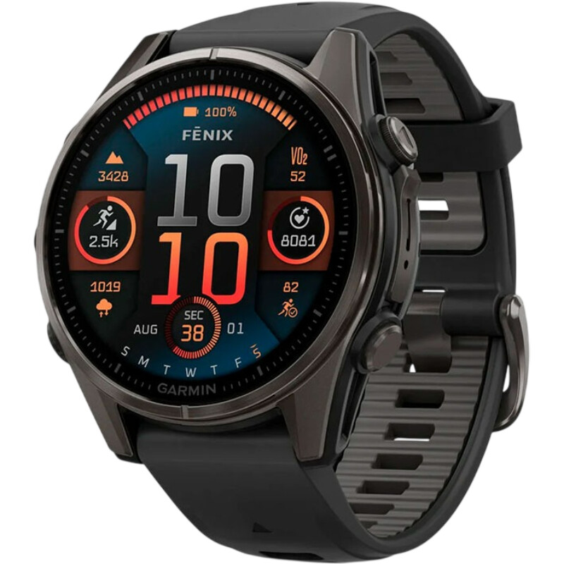 Смарт-годинник Garmin Fenix 8 43mm AMOLED Sapphire Carbon Gray Titanium with Pebble Gray Silicone Band (010-02903-21)