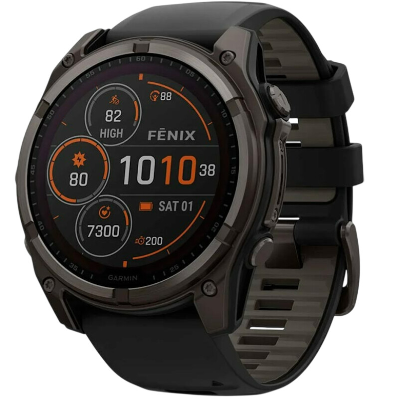 Смарт-годинник Garmin Fenix 8 51mm Solar Sapphire Carbon Gray Titanium with Pebble Gray Silicone Band (010-02907-11)