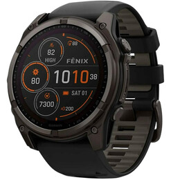 Смарт-годинник Garmin Fenix 8 51mm Solar Sapphire Carbon Gray Titanium with Pebble Gray Silicone Band (010-02907-11)
