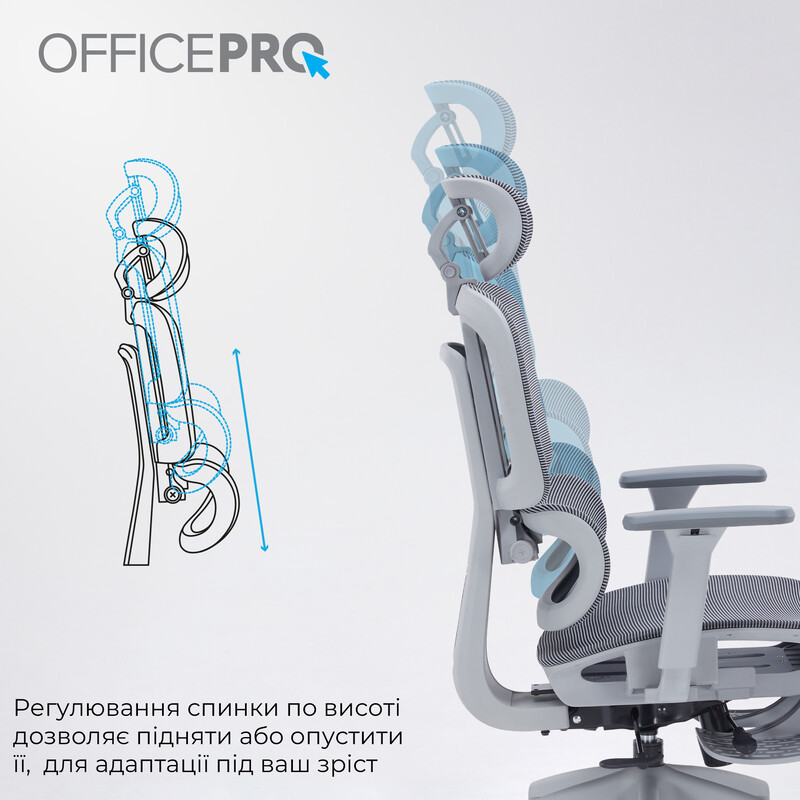 Крісло офісне Officepro Skyline Footrest Gray/Dark Gray (OC750-G-DG-DG)