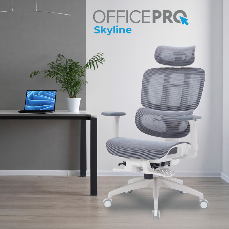 Крісло офісне Officepro Skyline Footrest White/Dark Gray (OC750-W-DG-DG)