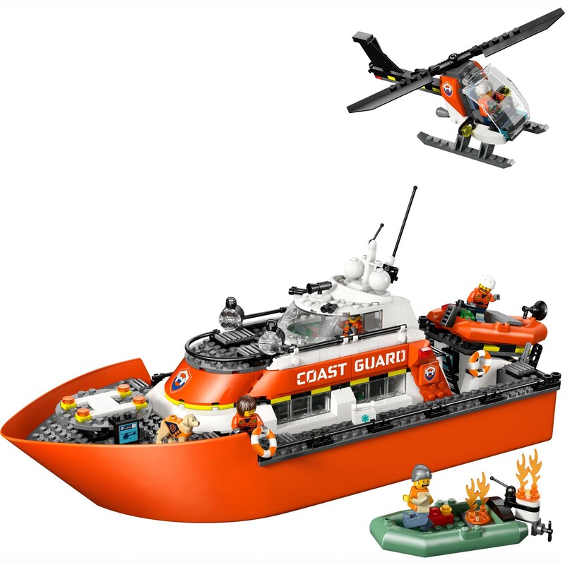 Конструктор LEGO City Спасательный катер и вертолет береговой охраны (60504)
