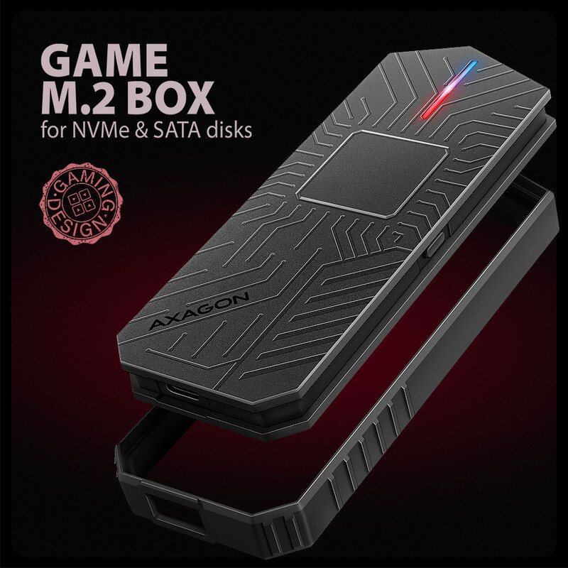 Зовнішня кишеня Axagon NVMe M.2 2230/2242/2260/2280 USB Type-C 3.2 Black (EEM2-GAM)