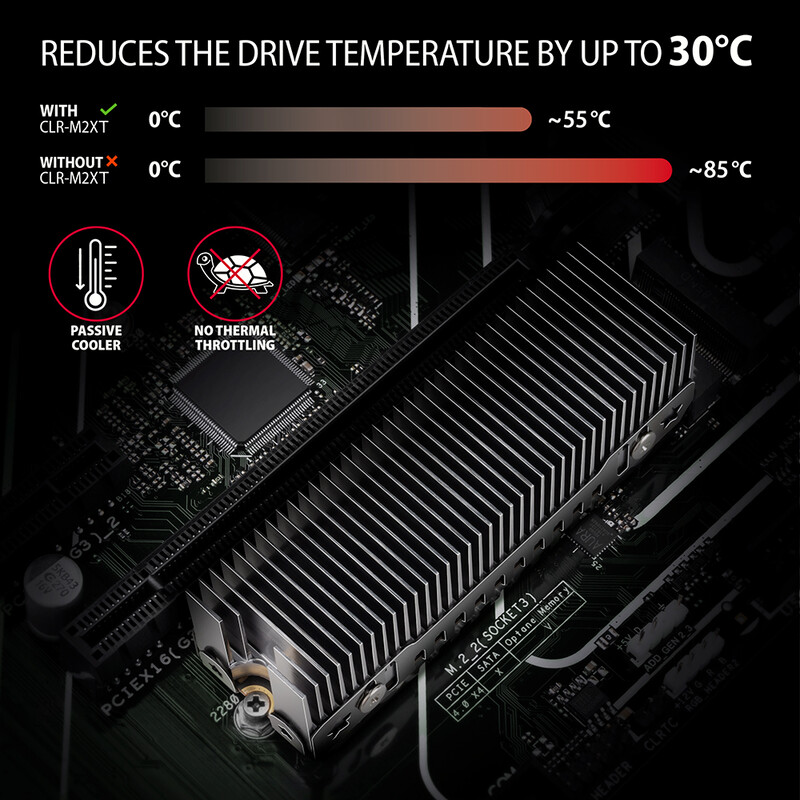 Радіатор охолодження для SSD Axagon M2 Black (CLR-M2XT)
