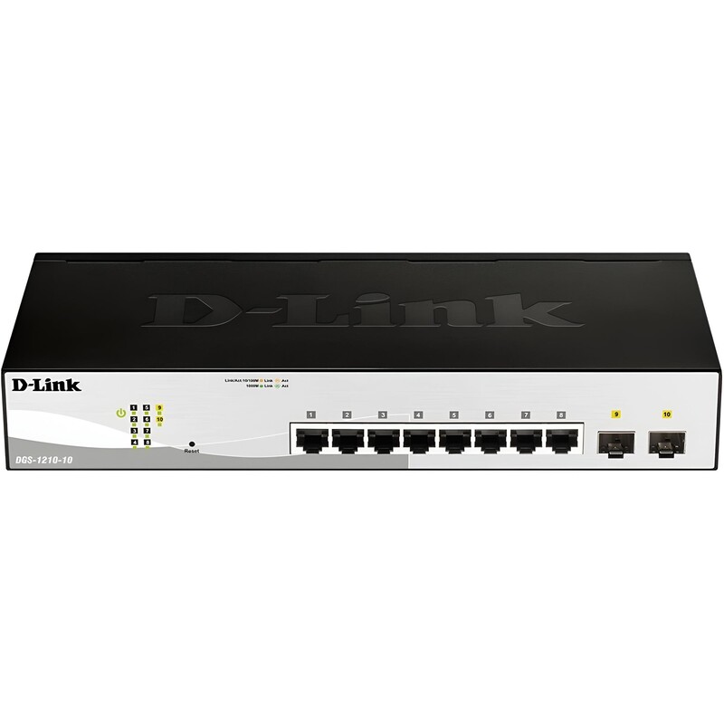 Комутатор D-Link DGS-1210-10 (8* 1Gbit, 2*SFP, Smart III)