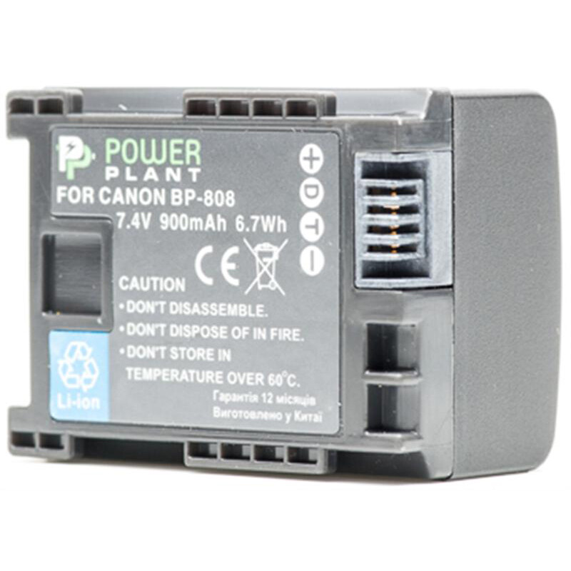 Акумулятор PowerPlant Canon BP-808 Chip 900mAh (DV00DV1260)