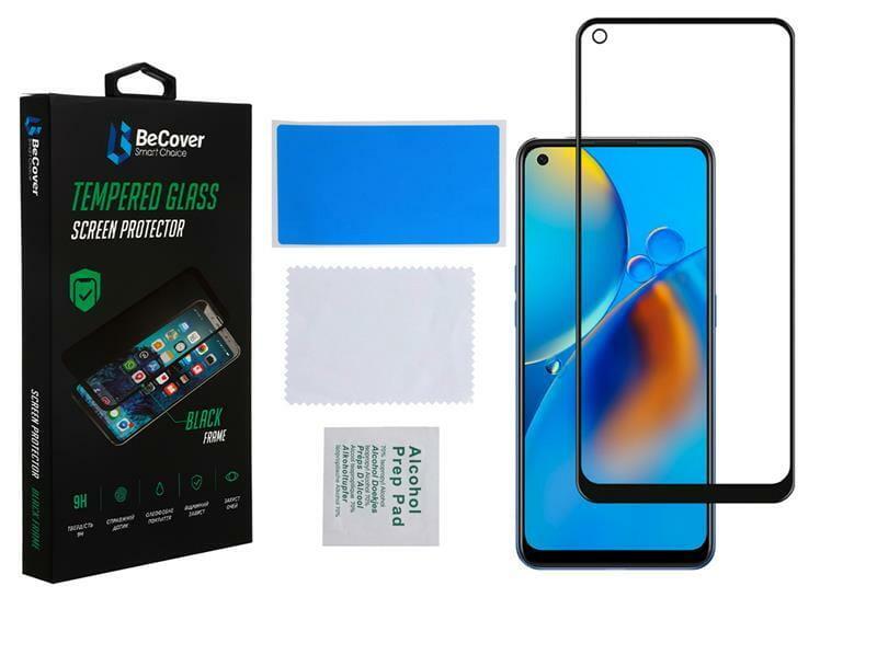 Защитное стекло BeCover для Oppo A74 4G Black (706656)