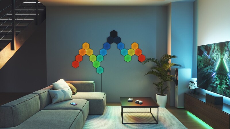 Розумна система освітлення Nanoleaf Shapes Ultra Black Hexagons Starter Kit, Apple HomeKit, 9 шт. (NL42-0102HX-9PK)