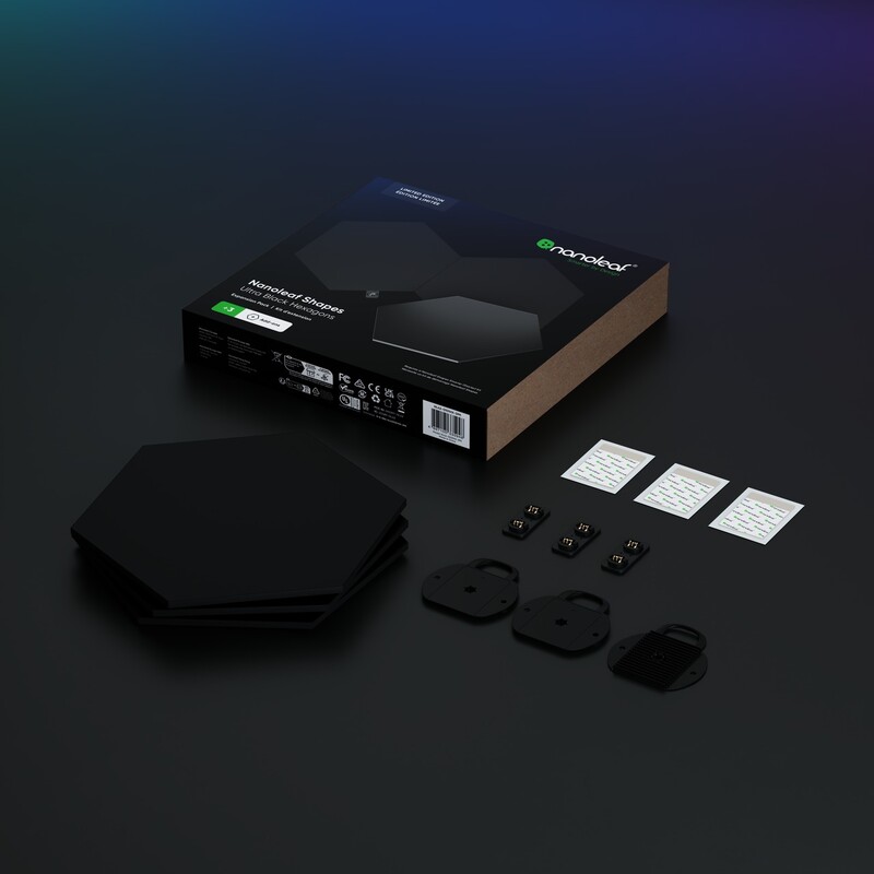 Дополнительные панели Nanoleaf Shapes Ultra Black Hexagons Expansion Pack, Apple HomeKit, 3 шт. (NL42-0101HX-3PK)