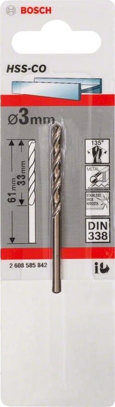 Свердло по металу Bosch Professional HSS-Co, DIN 338, 3х33мм (2.608.585.842)