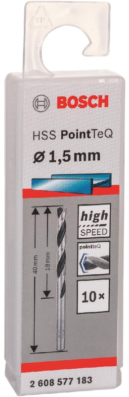 Сверло по металлу Bosch Professional HSS-PointTeQ, 1.5х18х40мм (2.608.577.183)