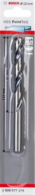 Свердло по металу Bosch Professional HSS-PointTeQ, 10х87х133мм (2.608.577.174)