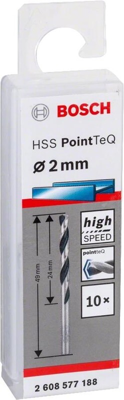 Свердло по металу Bosch Professional HSS-PointTeQ, 2х24х49мм (2.608.577.188)