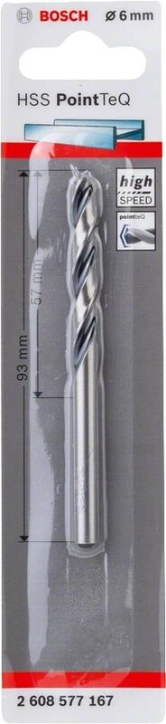 Сверло по металлу Bosch Professional HSS-PointTeQ, 6х57х93мм (2.608.577.167)
