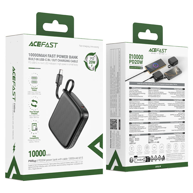 Універсальна мобільна батарея Acefast M15 10000mAh 20W Black (6974316283973)