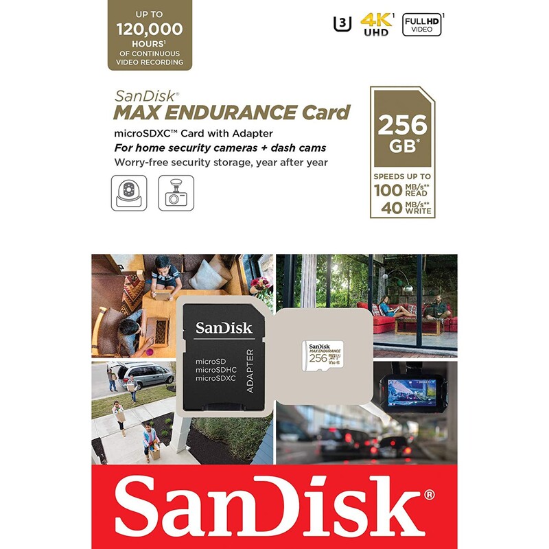 Карта памяти MicroSDXC 256GB UHS-I/U3 Class 10 SanDisk Max Endurance R100/W40MB/s + SD-adapter (SDSQQVR-256G-GN6IA)