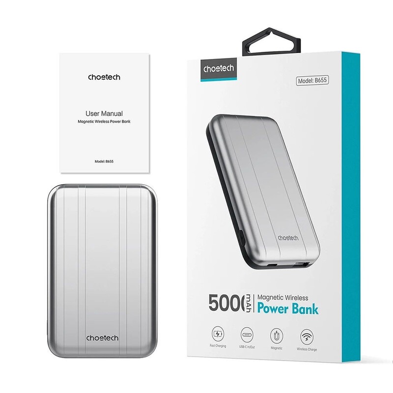 Універсальна мобільна батарея Choetech B655 MagSafe 5000 mAh Silver (6932112104779)