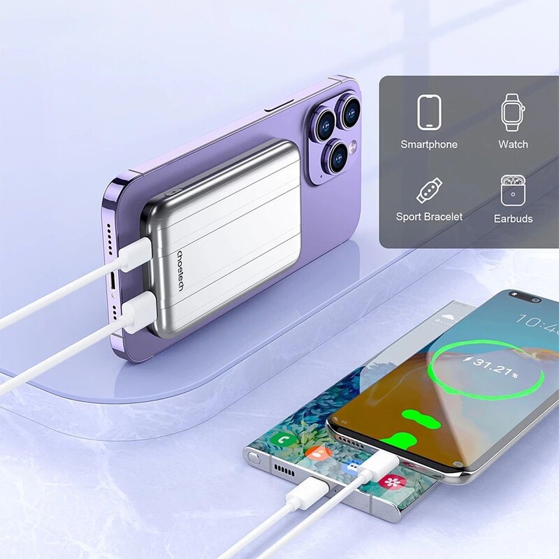 Універсальна мобільна батарея Choetech B655 MagSafe 5000 mAh Silver (6932112104779)