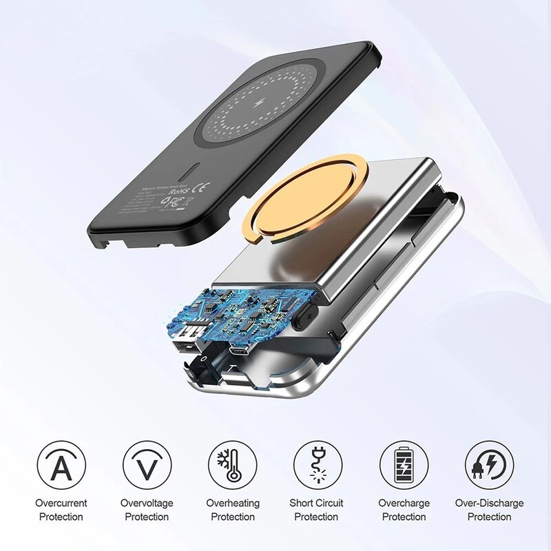Універсальна мобільна батарея Choetech B655 MagSafe 5000 mAh Silver (6932112104779)