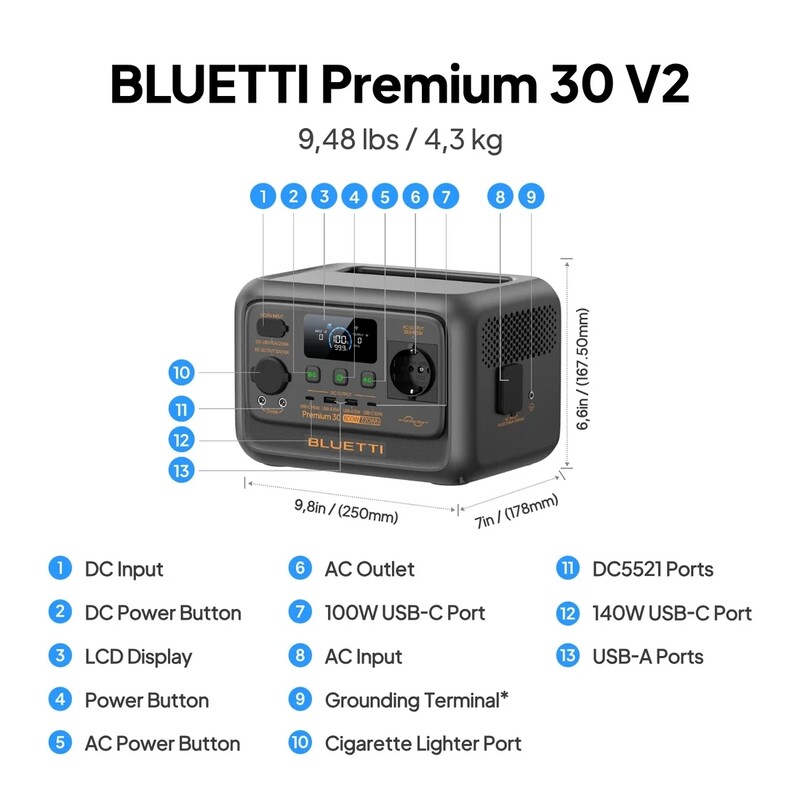 Зарядна станція Bluetti Premium 30 V2, 600W, 320Wh_OEM