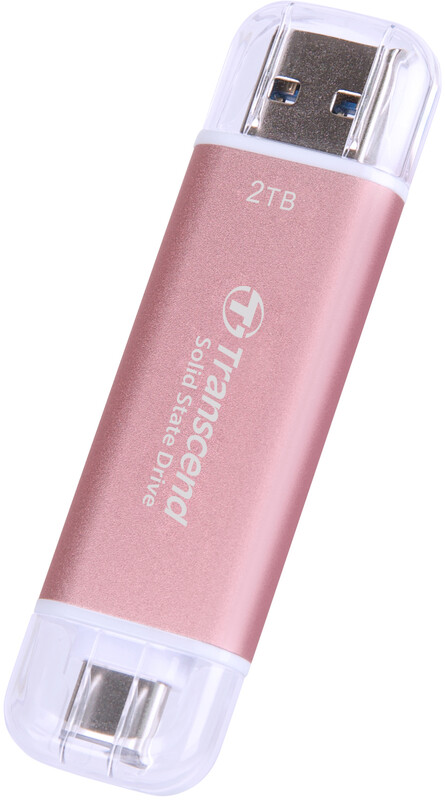 Накопичувач зовнішній SSD USB Type-A/Type-C 2ТB Transcend ESD310P Pink (TS2TESD310P)