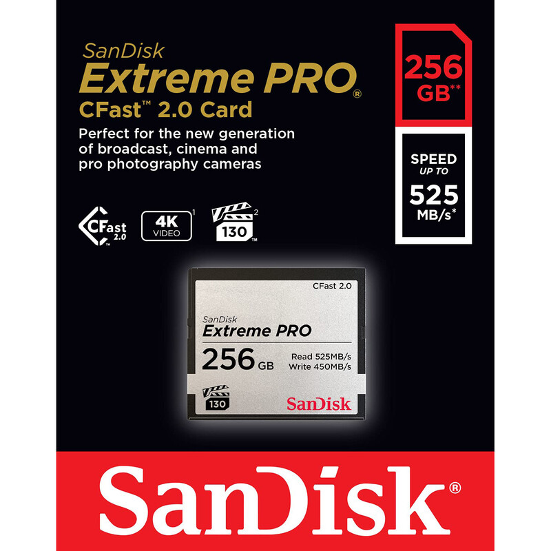 Карта пам`яті CFast 2.0 256GB SanDisk Extreme Pro R525/W450MB/s (SDCFSP-256G-G46D)
