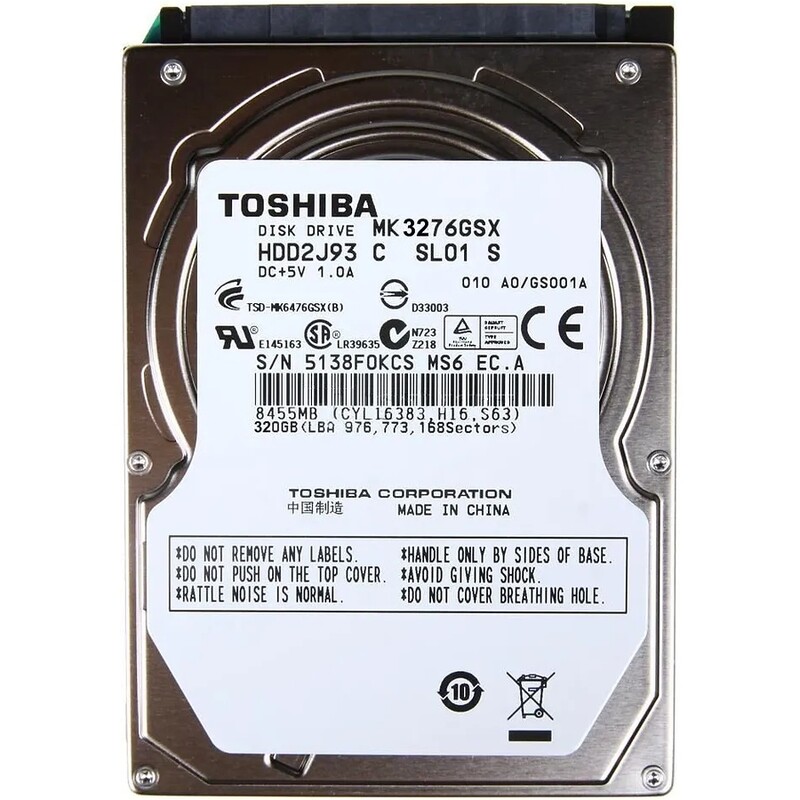 Накопитель HDD 2.5" SATA 320GB Toshiba 5400rpm 8MB (MK3276GSX) Refurbished