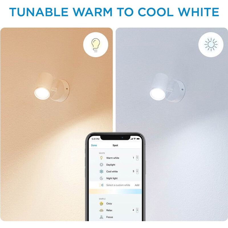 Светильник точечный накладной умный WiZ Imageo Spots 5W 2200-6500K RGB Wi-Fi White (929002658701)