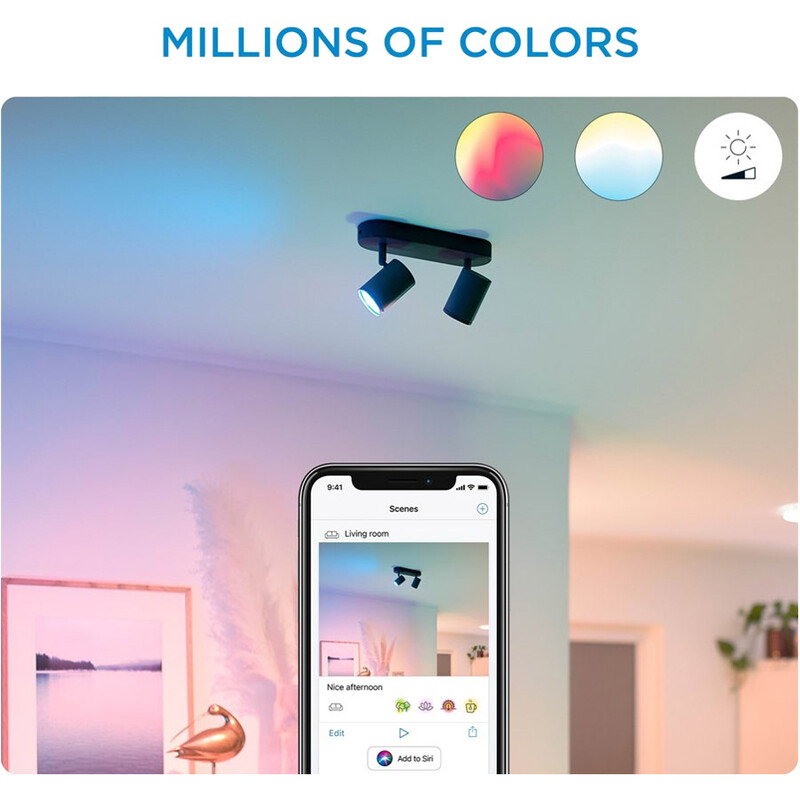 Светильник точечный накладной умный WiZ Imageo Spots 2х5W 2200-6500K RGB Wi-Fi Black (929002659101)