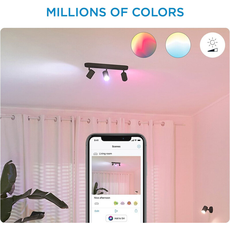 Светильник точечный накладной умный WiZ Imageo Spots 3х5W 2200-6500K RGB Wi-Fi Black (929002659201)