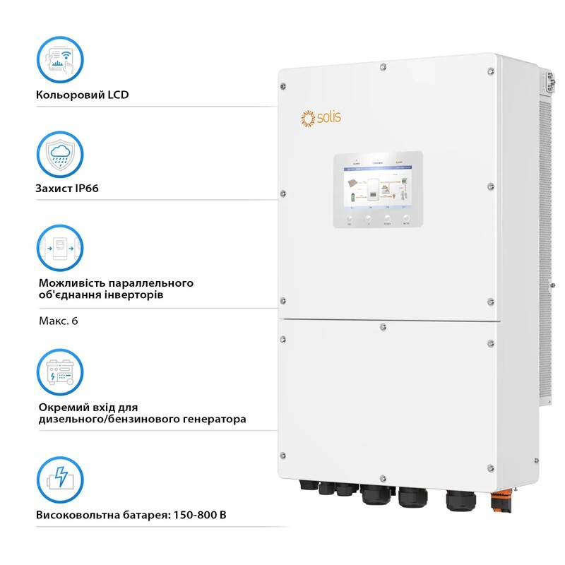 Інвертор гібридний 30kW Solis S6 (S6-EH3P30K-H), трифазний