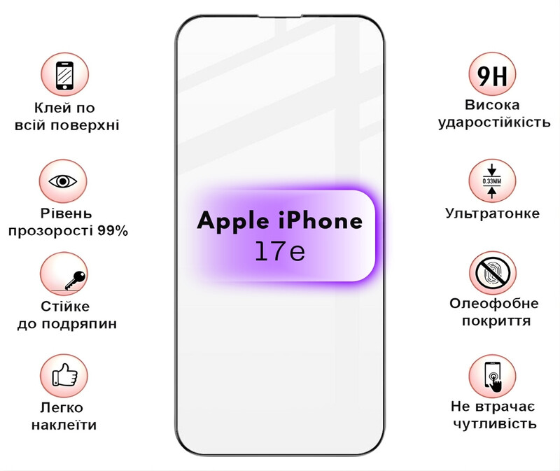 Захисне скло BeCover для Apple iPhone 17e Black (715141)