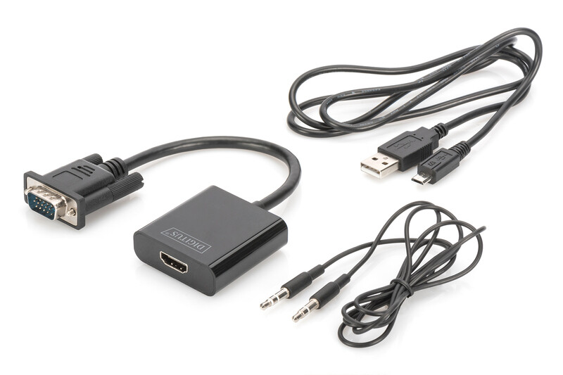 Адаптер Digitus VGA-HDMI (M/F), 0.15 м, Black (DA-70473)