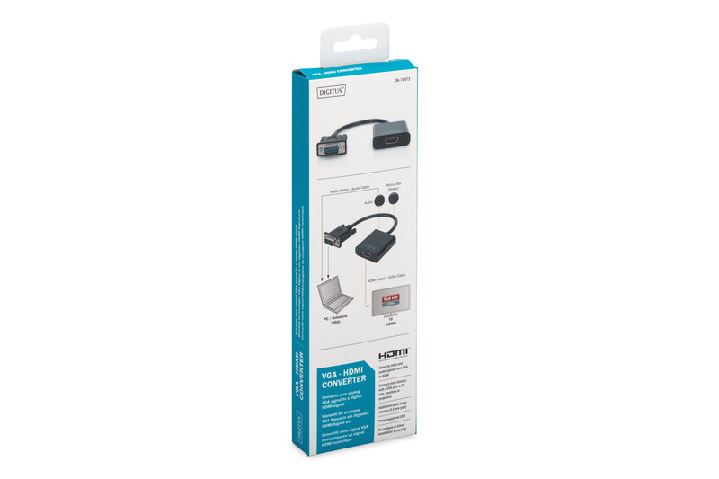 Адаптер Digitus VGA-HDMI (M/F), 0.15 м, Black (DA-70473)