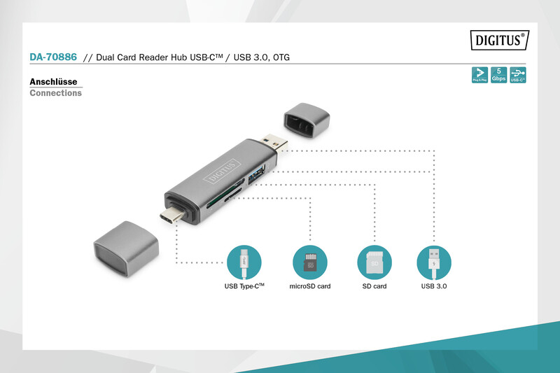 Картридер Digitus 3-в-1 Silver (DA-70886)