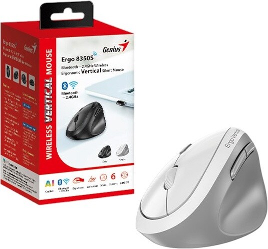Миша бездротова Genius Ergo 8350S AI Silent White/Grey Wireless (31030041401)